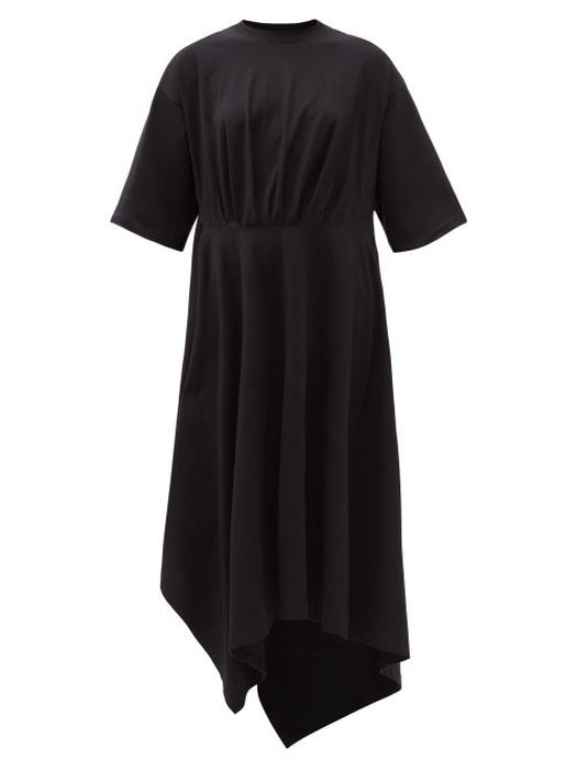 Balenciaga - Asymmetric-hem Cotton-jersey T-shirt Dress - Womens - Black