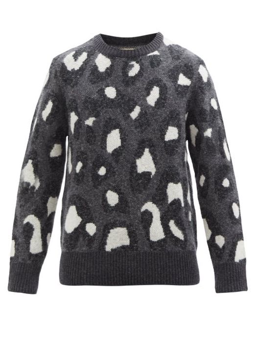 Nudie Jeans - Hampus Leopard-jacquard Wool-blend Sweater - Mens - Black Multi