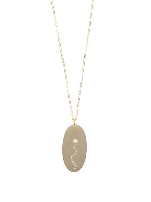 Cvc Stones - Trickle Diamond & 18kt Gold Necklace - Womens - Light Grey
