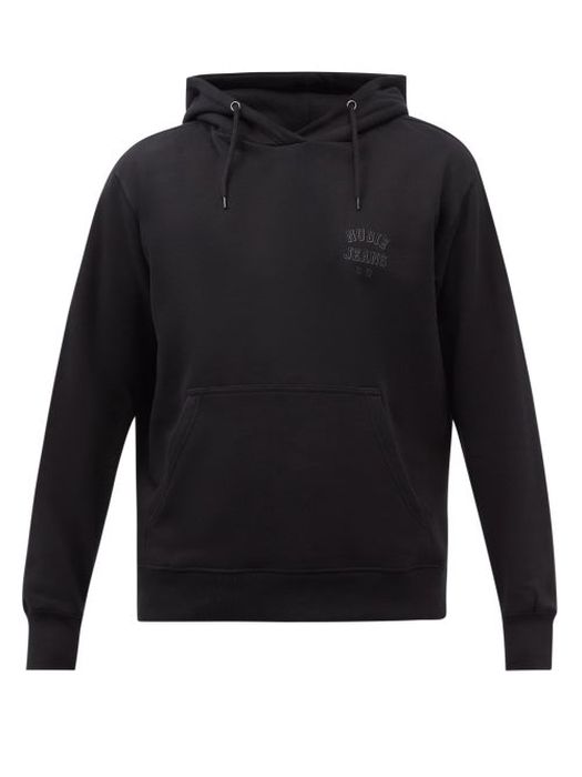 Nudie Jeans - Franke Logo-print Organic-cotton Hooded Sweatshirt - Mens - Black