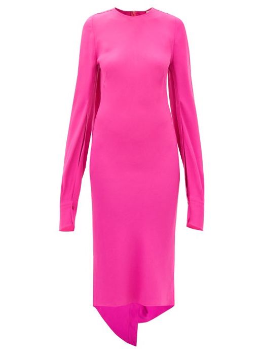 Petar Petrov - Acacio Asymmetric Crepe De Chine Midi Dress - Womens - Pink