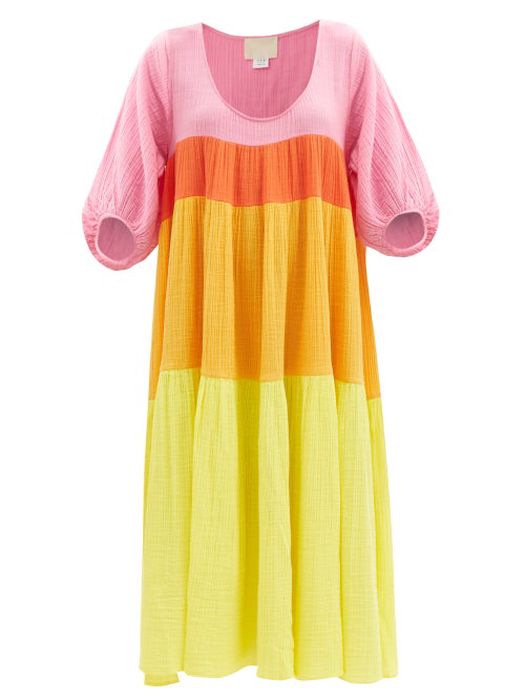 Anaak - Nina Colour-block Cotton Maxi Dress - Womens - Rainbow