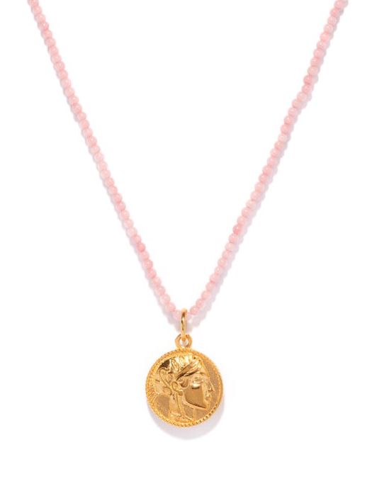 Hermina Athens - Athena Sea Bamboo & Gold-plated Necklace - Womens - Pink