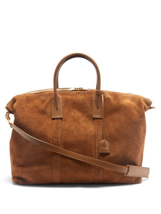 Saint Laurent - Leather-trim Suede Duffel Bag - Mens - Brown