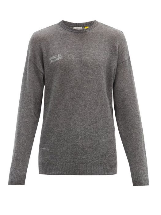 7 Moncler Frgmt Hiroshi Fujiwara - Logo-print Cashmere Sweater - Mens - Grey