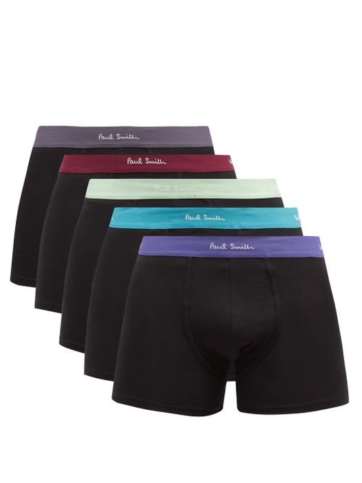 Paul Smith - Pack Of Five Logo-jacquard Jersey Boxer Briefs - Mens - Black Multi
