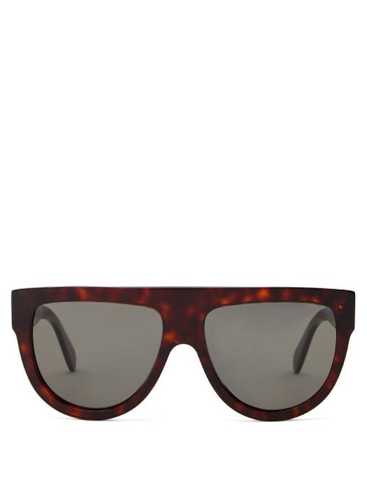 Celine Eyewear - Flat-top Tortoiseshell-acetate Sunglasses - Womens - Tortoiseshell