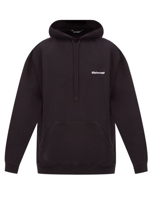 Balenciaga - Logo-embroidered Cotton-jersey Hooded Sweatshirt - Mens - Black