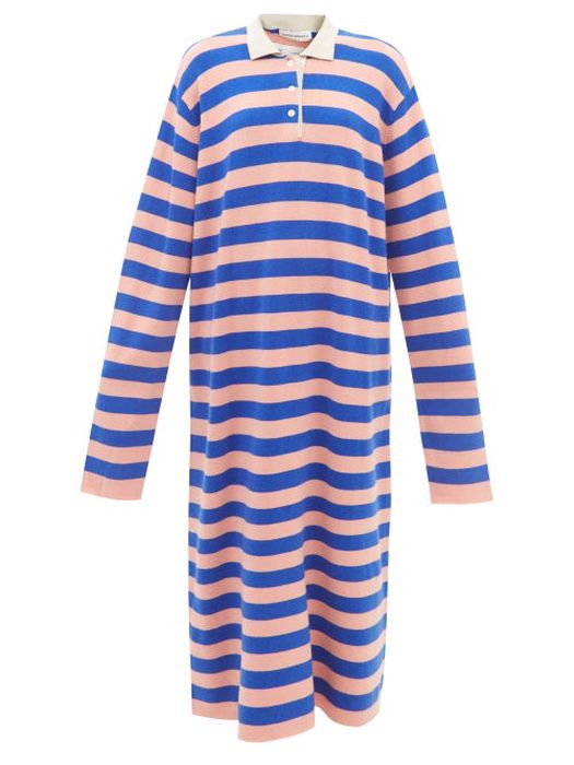 Extreme Cashmere - No.200 Croco Striped Stretch-cashmere Dress - Womens - Blue Stripe