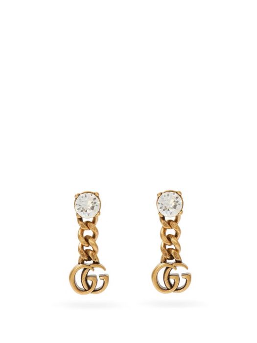 Gucci - GG Crystal-embellished Drop Earrings - Womens - Crystal