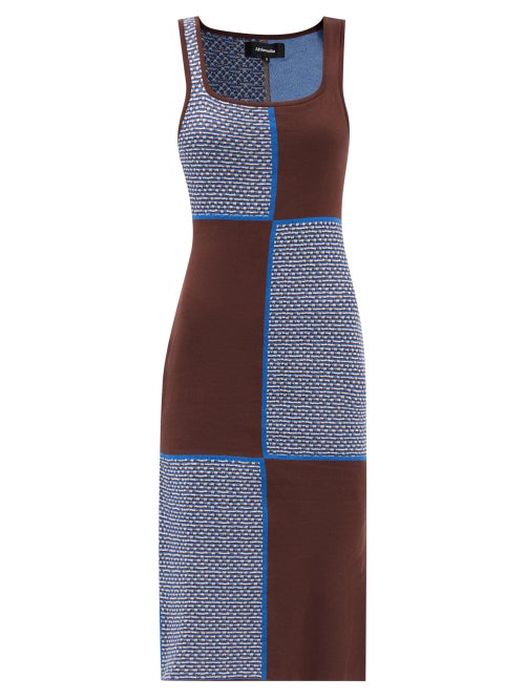 Ahluwalia - Check-jacquard Merino Midi Dress - Womens - Blue Multi