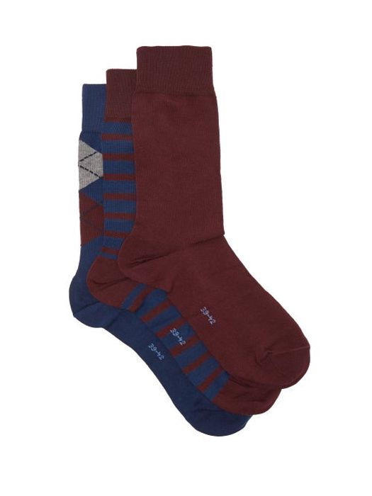 Falke - Pack Of Three Happy Cotton-blend Socks - Mens - Multi