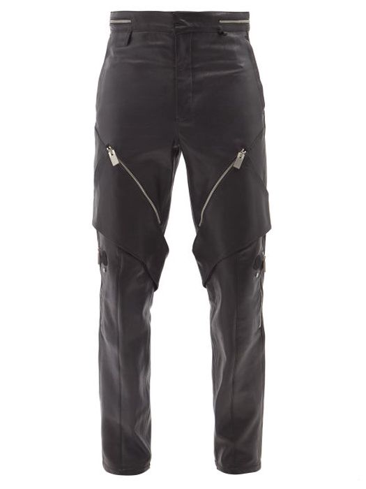 6 Moncler 1017 ALYX 9SM - Zipped Leather Trousers - Mens - Black