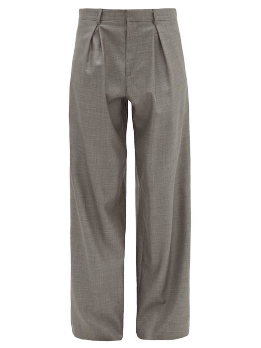 Raey - Wide-leg Wool-blend Trousers - Womens - Grey