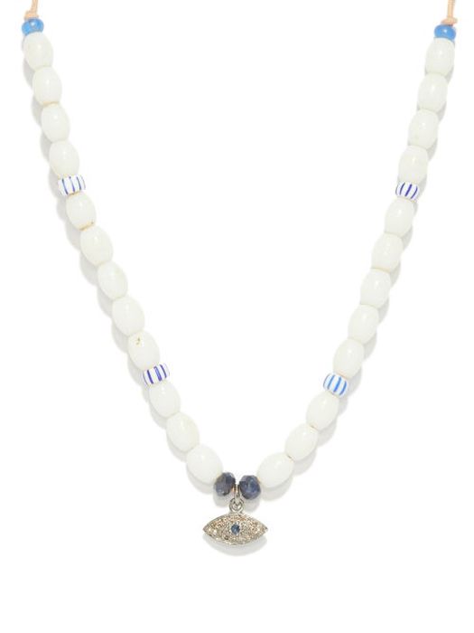 Musa By Bobbie - Diamond, Sapphire & Glass Necklace - Womens - White