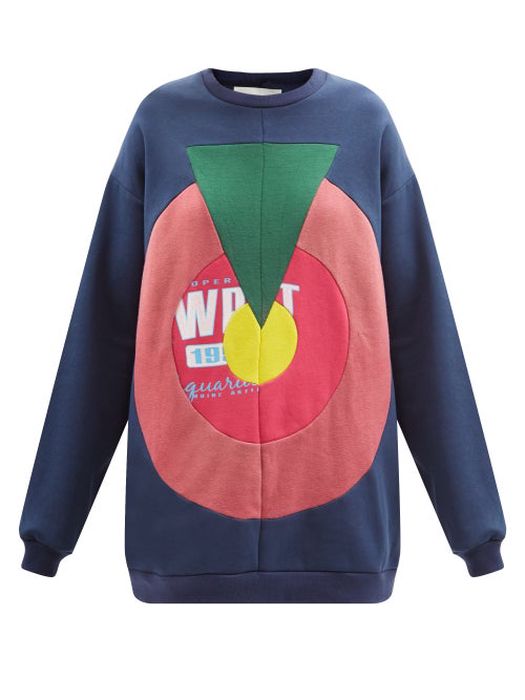 Conner Ives - Patchwork Upcycled Cotton-jersey Sweatshirt - Womens - Navy Multi