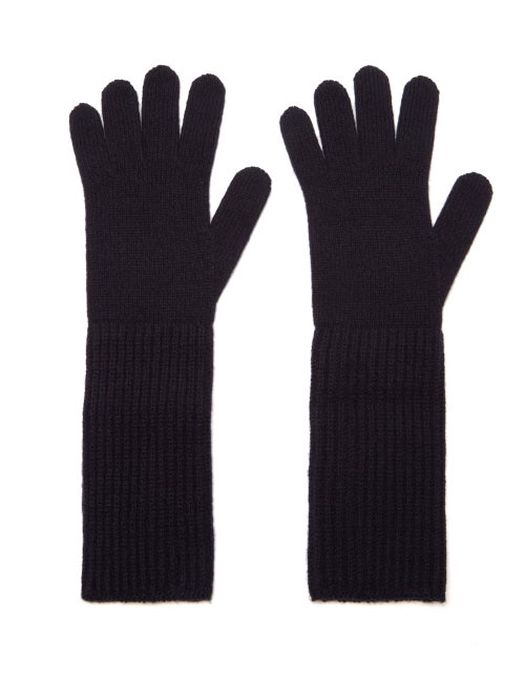 The Row - Haltia Ribbed-knit Cashmere Gloves - Womens - Navy