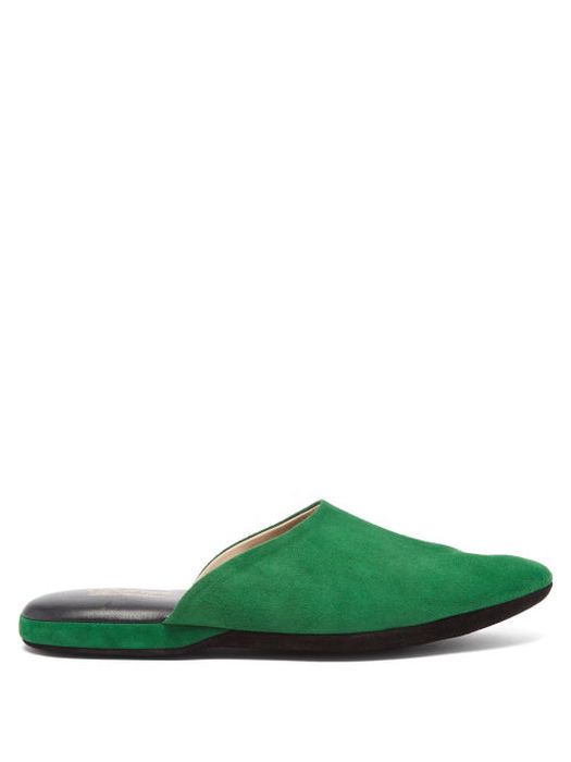 Charvet - Almond-toe Suede Slippers - Mens - Green