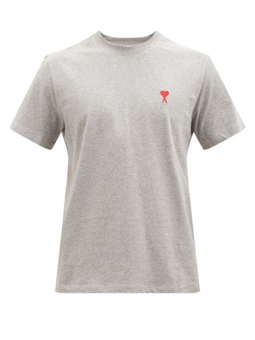 Ami - Ami De Caur-logo Cotton-jersey T-shirt - Mens - Grey