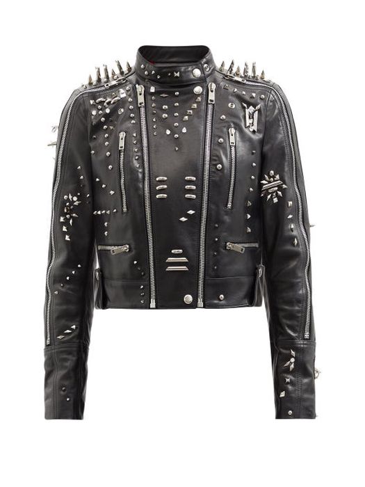 Givenchy - Studded Cropped Leather Jacket - Womens - Black