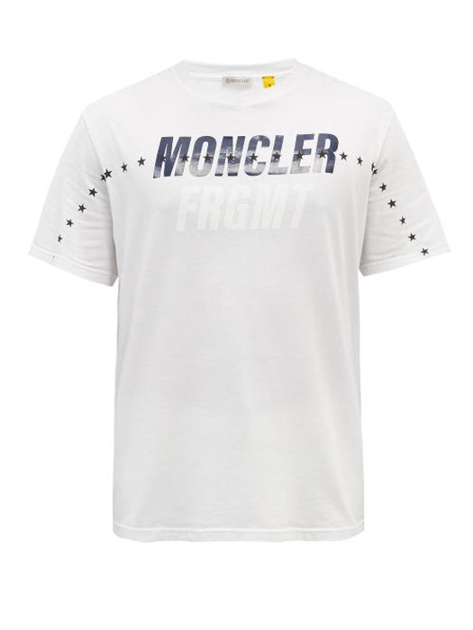 7 Moncler Frgmt Hiroshi Fujiwara - Logo-print Cotton-jersey T-shirt - Mens - White