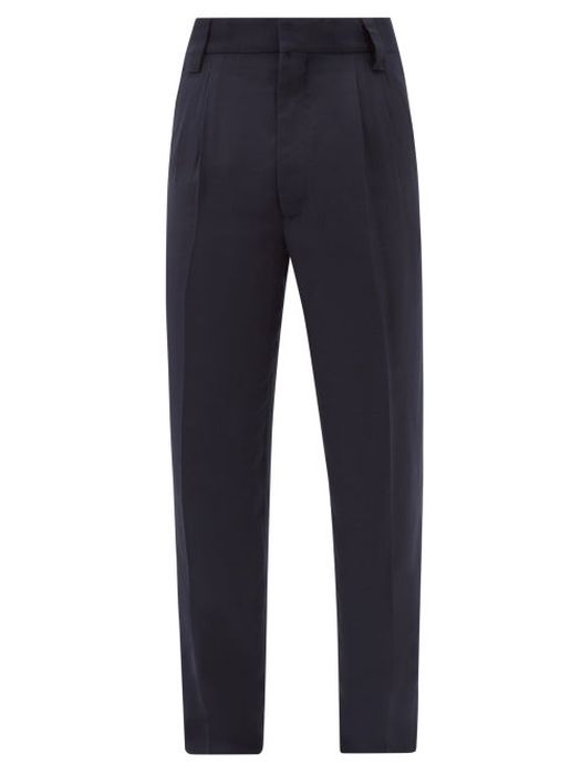 Fear Of God - High-rise Pleated Wool Trousers - Mens - Navy