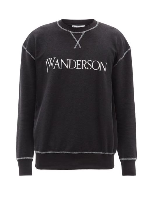 JW Anderson - Logo-embroidered Cotton-jersey Sweatshirt - Mens - Black
