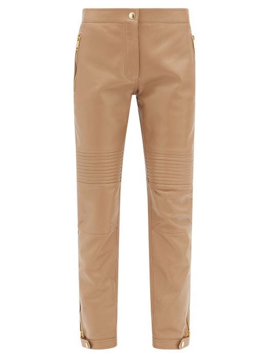 Burberry - Christy Zip-cuff Leather Skinny Trousers - Womens - Camel
