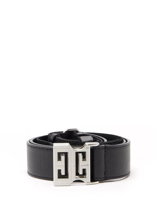 Givenchy - 4g-buckle Leather And Grosgrain Belt - Mens - Black