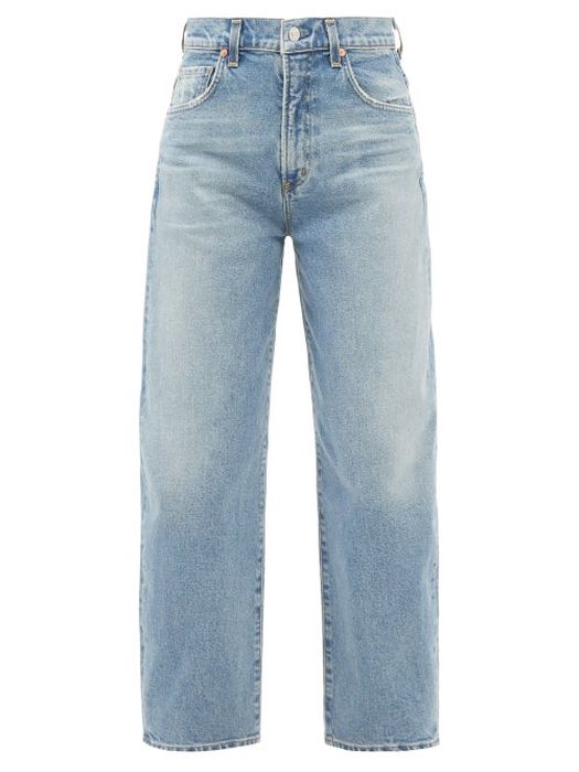 Citizens Of Humanity - Calista Cropped Barrel-leg Jeans - Womens - Light Blue