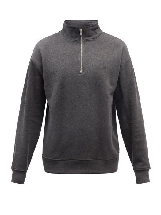 Frame - The Essential Quarter-zip Fleece Sweatshirt - Mens - Dark Grey