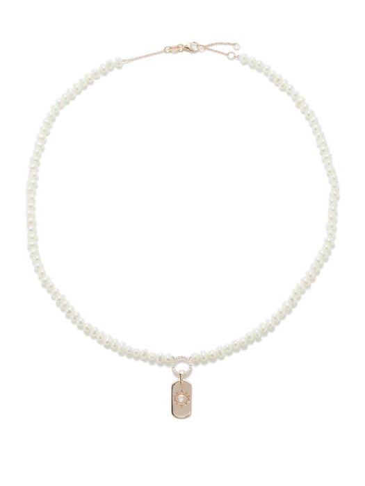 Diane Kordas - Evil Eye Diamond, Pearl & 14kt Rose-gold Necklace - Womens - Pearl