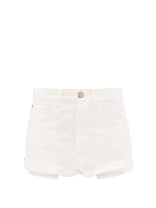 Raey - Rivet Cut-off Denim Shorts - Womens - White