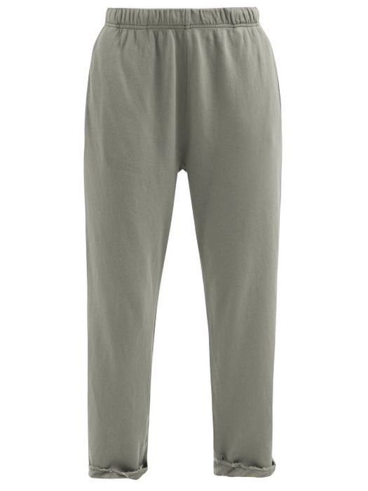 Les Tien - Raw-hem Brushed-back Cotton Track Pants - Womens - Mid Grey