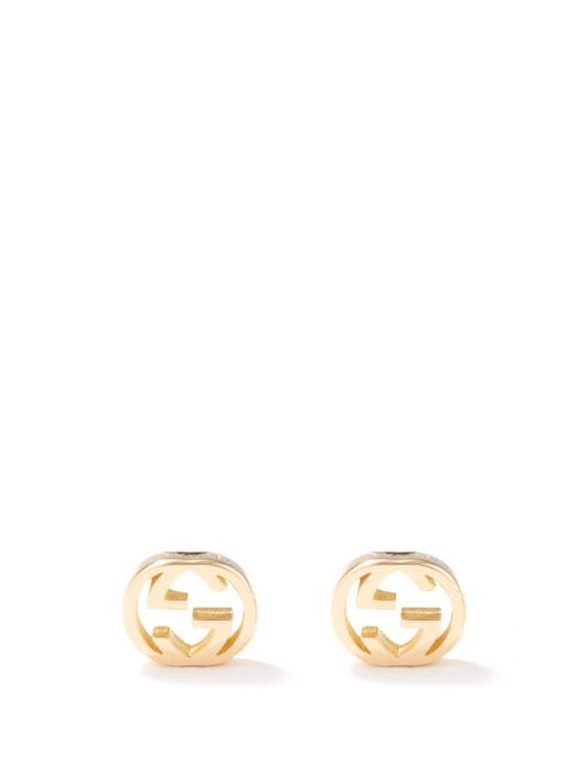 Gucci - Interlocking G 18kt-gold Stud Earrings - Womens - Yellow Gold