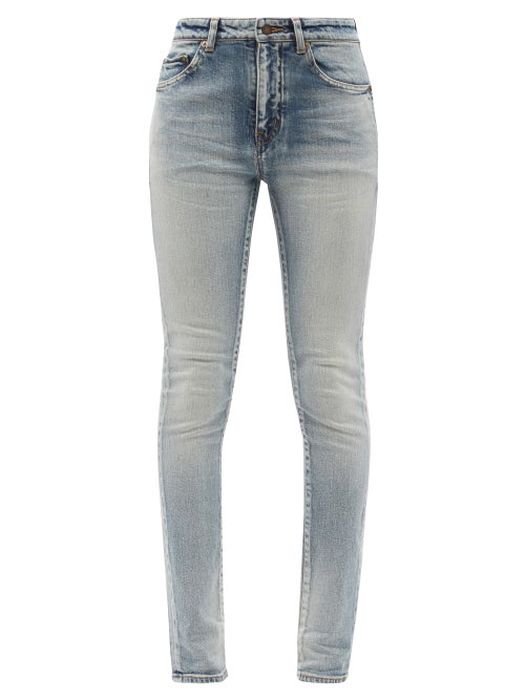 Saint Laurent - High-rise Skinny-leg Jeans - Womens - Light Denim