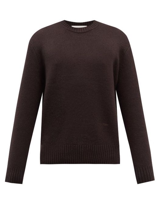 Frame - Logo-embroidered Cashmere Sweater - Mens - Dark Brown