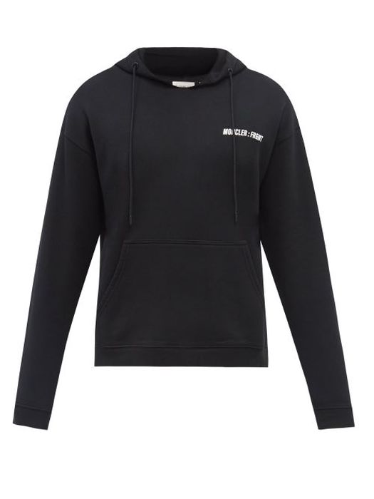7 Moncler Frgmt Hiroshi Fujiwara - Logo-print Cotton-jersey Hooded Sweatshirt - Mens - Black