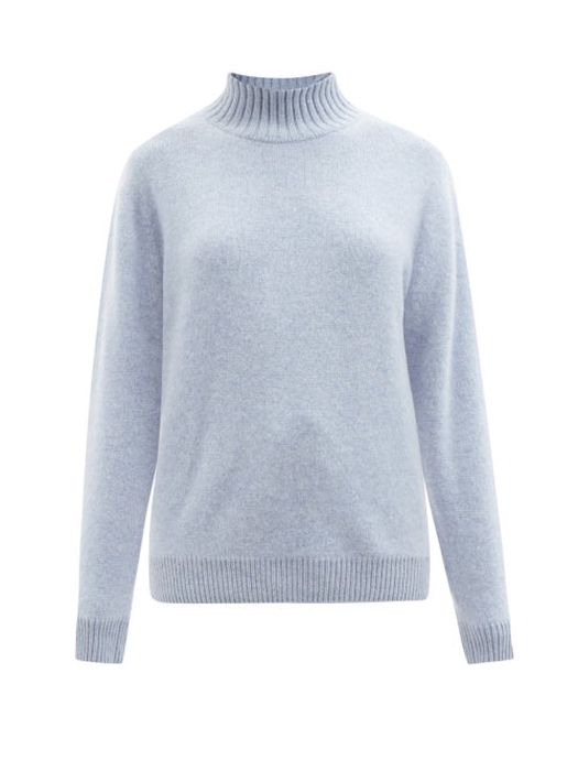 The Elder Statesman - Chunky-knit Cashmere High-neck Sweater - Womens - Light Blue