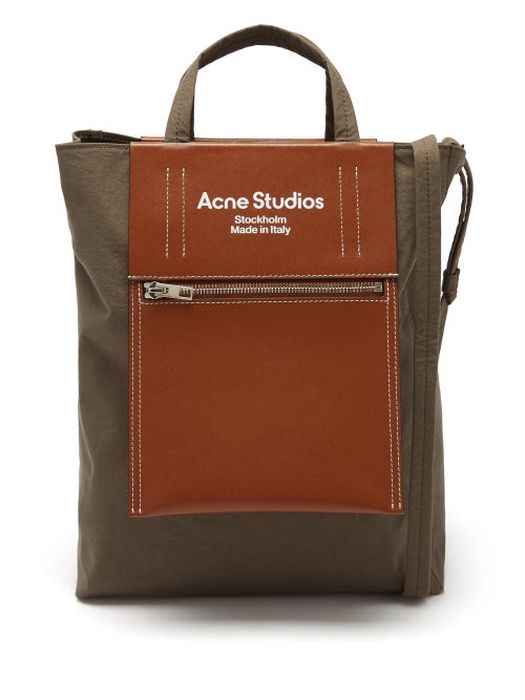 Acne Studios - Leather-panel Canvas Tote Bag - Mens - Brown