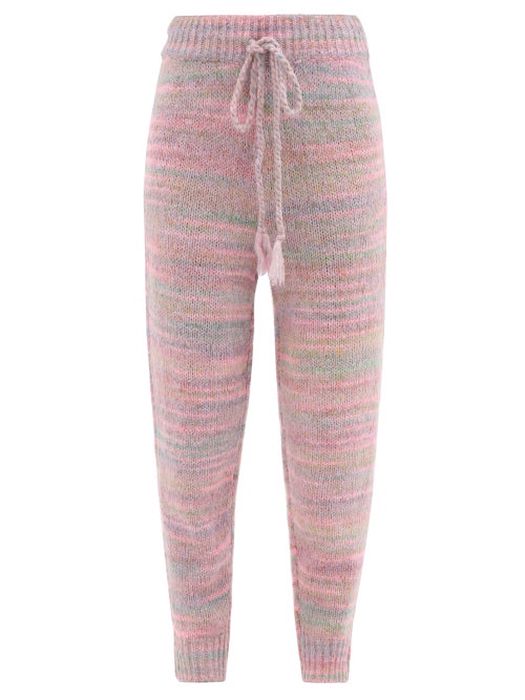 Loveshackfancy - Olvera Striped-jacquard Knit Track Pants - Womens - Pink
