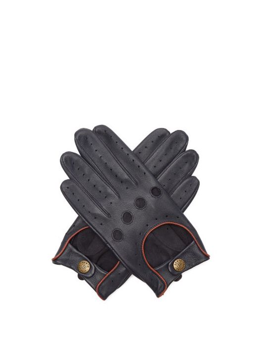 Dents - Delta Leather Driving Gloves - Mens - Navy