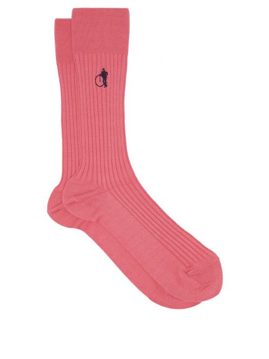 London Sock Company - Pink Friday Ribbed Cotton-blend Socks - Mens - Pink