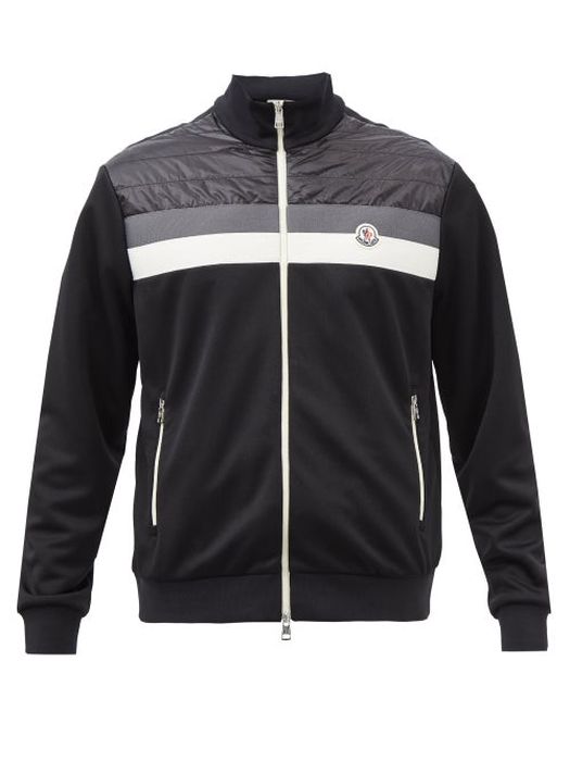 Moncler - Nylon-panel Striped Jersey Track Jacket - Mens - Black Multi