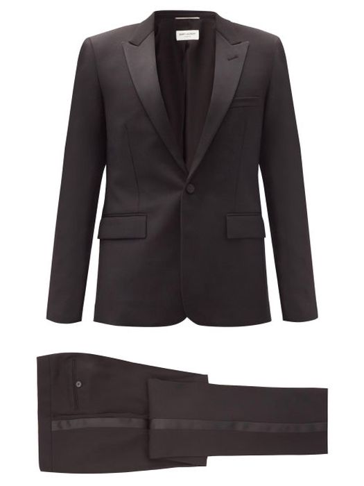 Saint Laurent - Single-breasted Wool-crepe Suit - Mens - Black