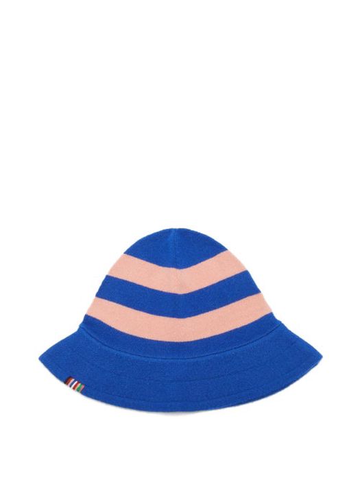 Extreme Cashmere - Rugby Striped Cashmere Bucket Hat - Womens - Pink Multi