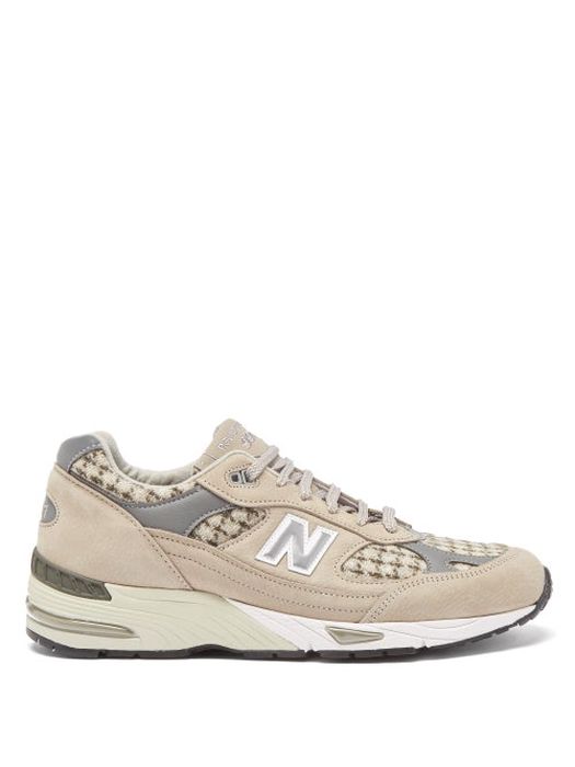 New Balance - Made In Uk 991 Suede And Tweed Trainers - Mens - Beige Multi