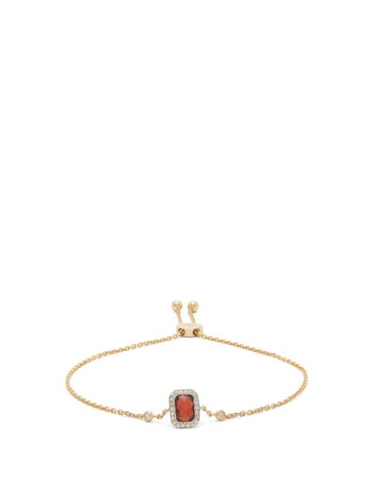 Anissa Kermiche - January Diamond, Garnet & Gold Chain Bracelet - Womens - Red
