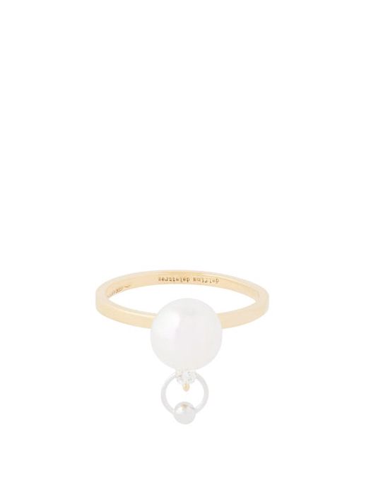 Delfina Delettrez - Pearl, Diamond & 18kt Gold Piercing Ring - Womens - Pearl