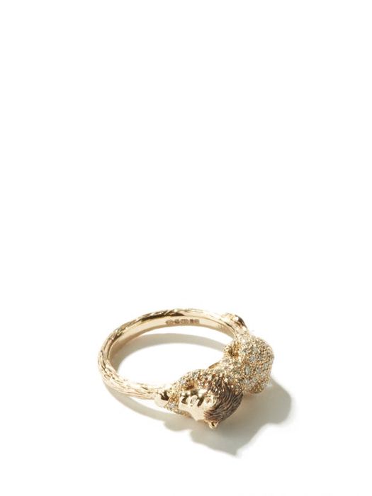 Bibi Van Der Velden - Lion Diamond & 18kt White Gold Ring - Womens - White Gold